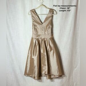 Metallic Champagne Holiday Party Midi Dress 1XL Shiny Fit & Flare Cocktail NWT